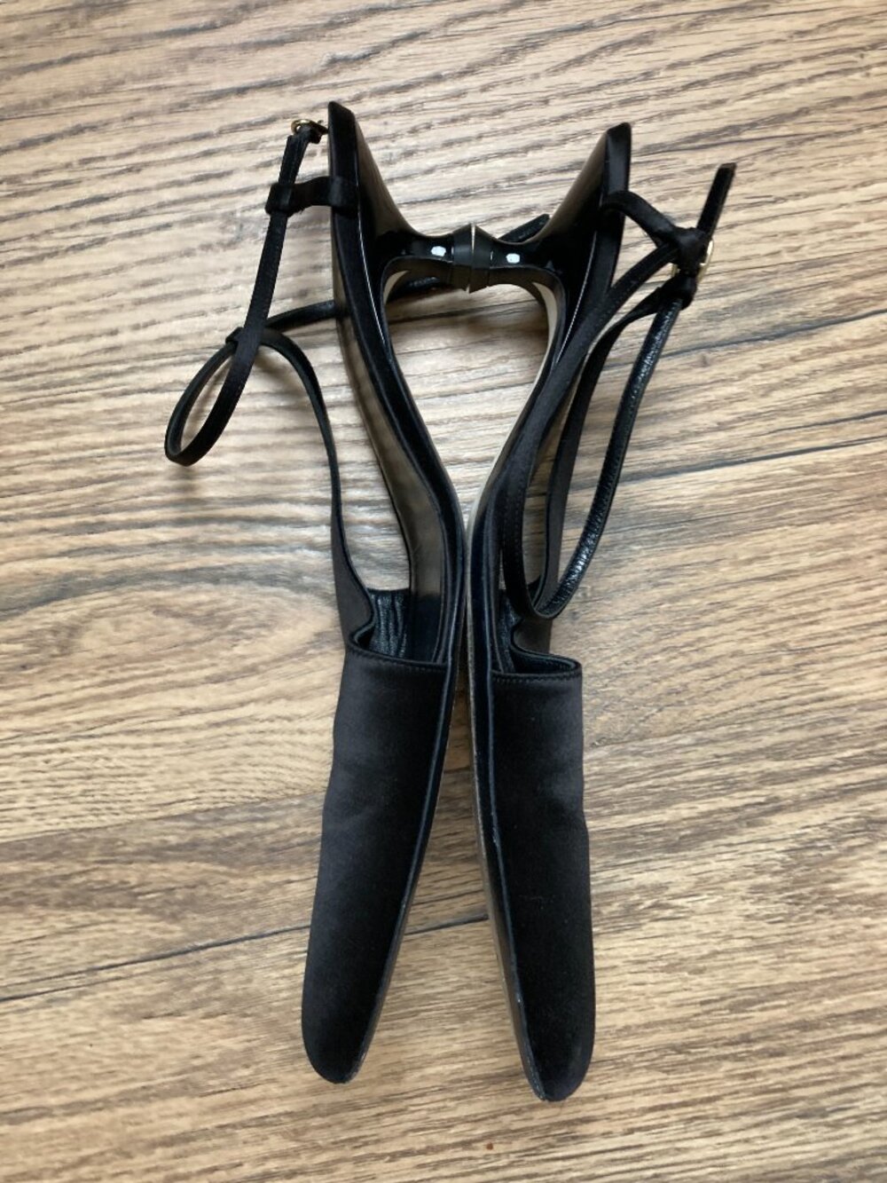 KHAITE Black Satin Slingback Pumps Women's US 8 EU 38.5 Made in Italy - Picture 9 of 11
